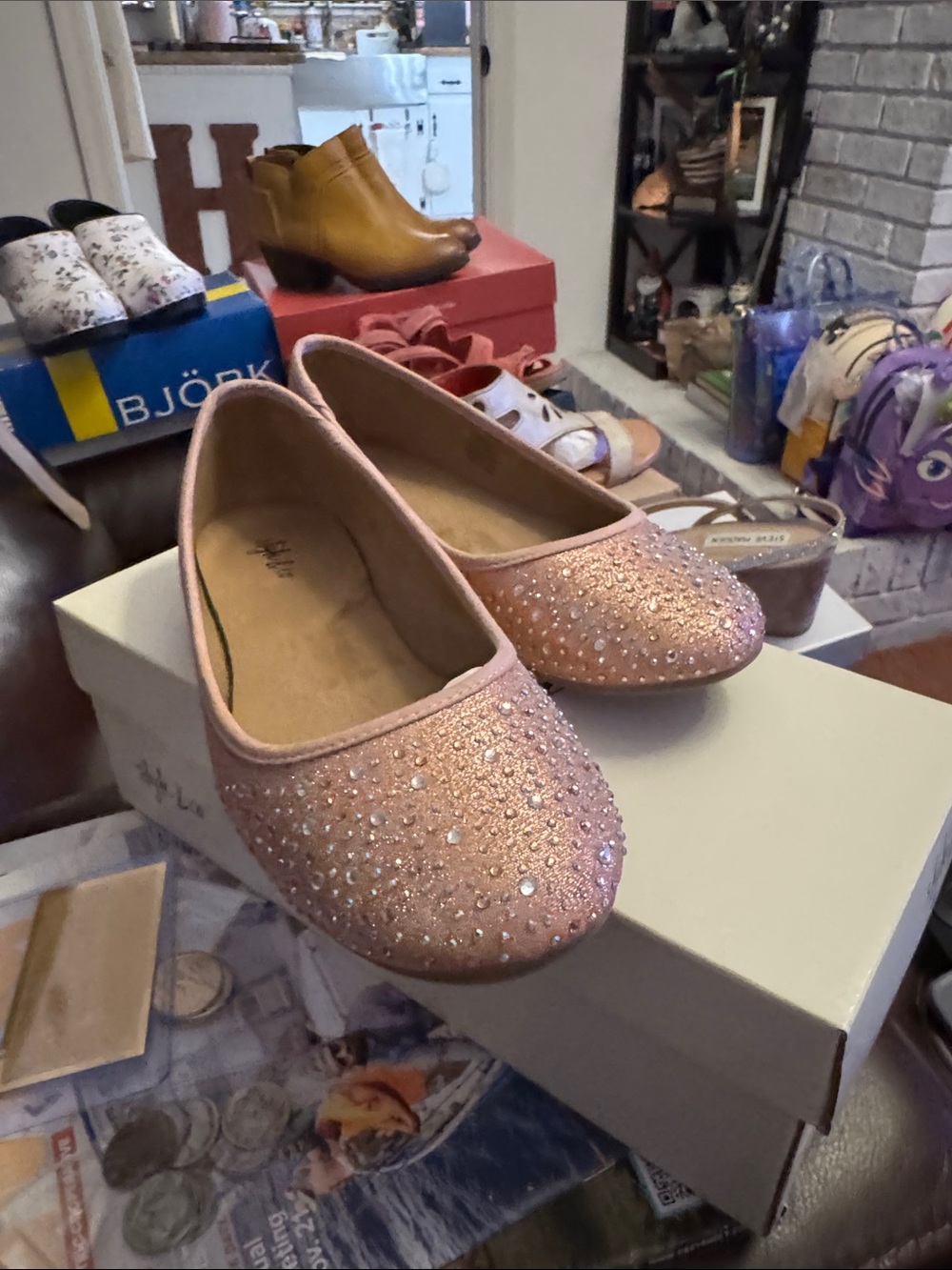 Style & Co. Pink Crystal-Embellished Ballet Flats